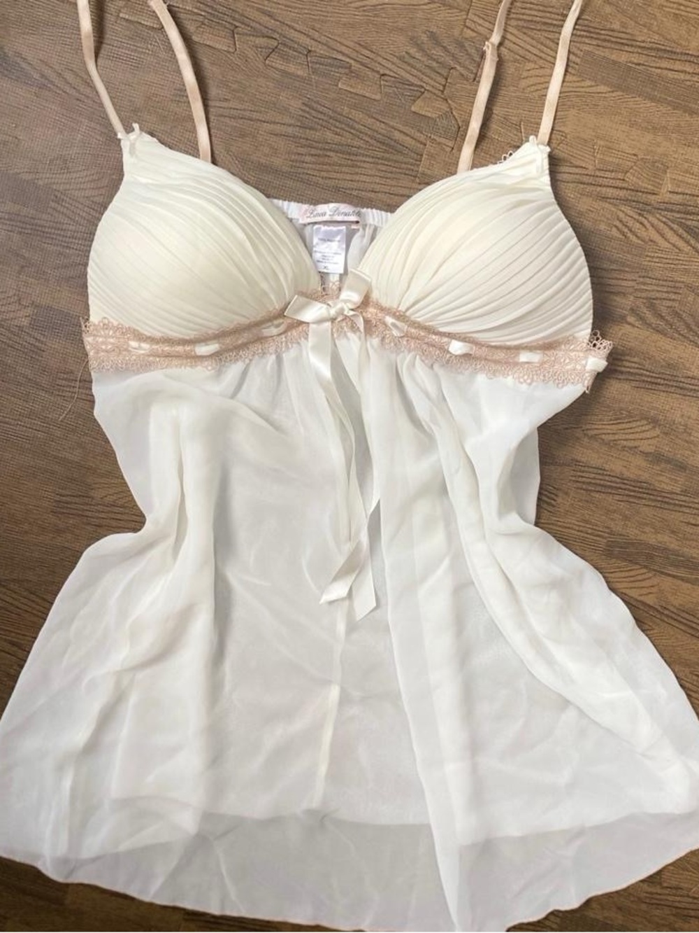 Linea Donatella Ivory Chemise with Blush Lace Accents